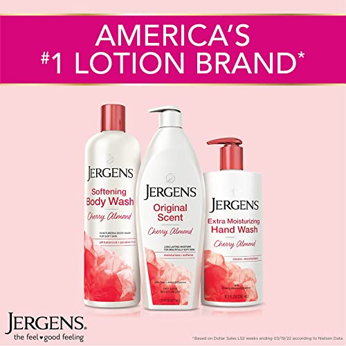 Jergens Extra Moisturizing Hand Soap, Liquid Hand Soap Refill Cherry Almond Scent, Hand Wash For Dry Hands, 15 Ounces