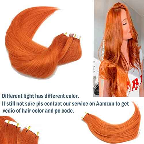 Orange Hair Tape In Hair Extensions 50g Per Pack 16inch Human Hair Tape In