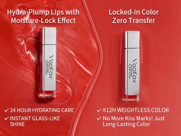 Glossy Lip Stain - Hydrating Tinted Lip Oil with Long-Lasting Color