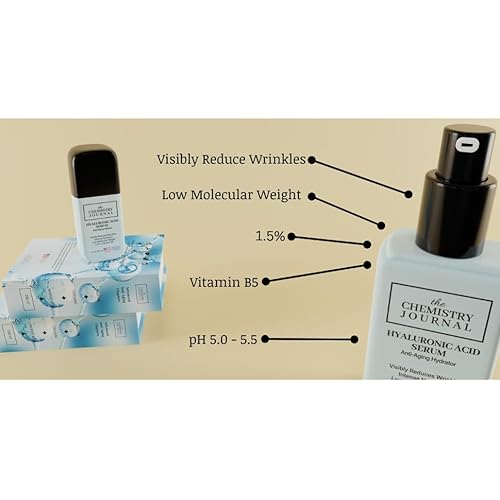 Hyaluronic Acid Serum for Face - Visibly Reduce Wrinkles, Smooth & Plump Skin, Vitamin B5, Low Molecular Weight, Hydrating Anti-Aging Serum. Made in the United States of America.