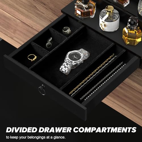 Cologne Organizer for Men 4-Tier Wood with Hidden Compartment
