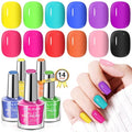 SAVILAND Quick-Dry Neon Nail Polish Set 12+2 Colors – Non-Gel Base & Top Coat
