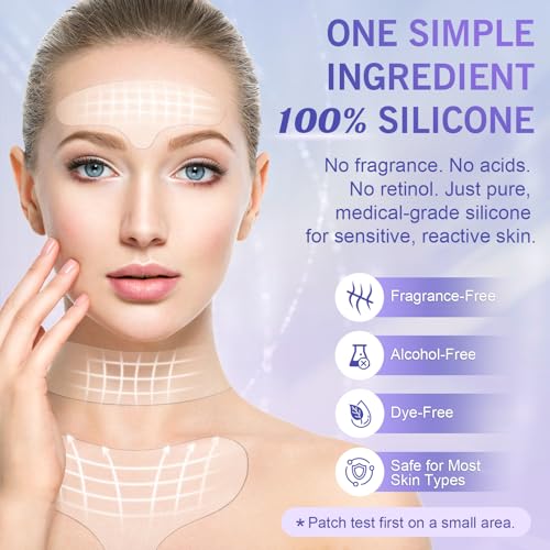 Forehead Wrinkle Patches ? Anti Wrinkle Silicone Pads for Fine Line Remover, Reusable Face, Neck & Chest Decollete Patches for Women, Overnight Anti Aging Wrinkles Patches for Sensitive Skin, 6 Pack