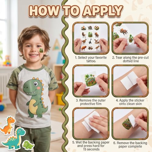 96 PCS Dinosaur Temporary Tattoos for Kids | Party Favors