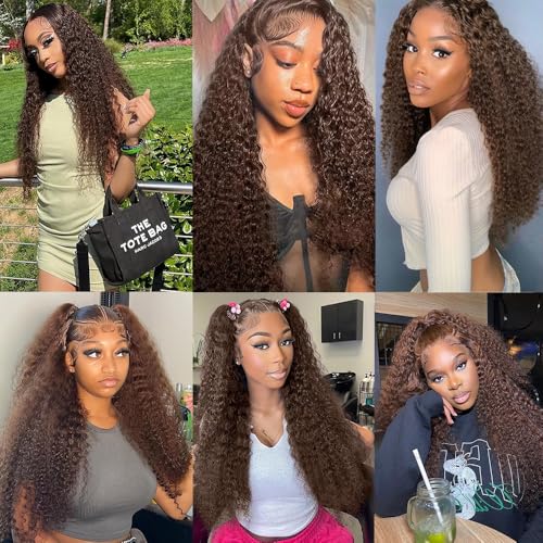 #4 Dark Brown Kinky Curly Human Hair Bundles 30-34 Inch