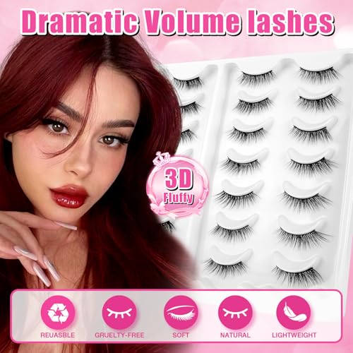 14 Pairs Natural Wispy False Eyelashes - Waterproof Mink Lashes