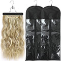 2Pcs Hair Extension Storage Bag with Wooden Hanger, 31.5 Inch