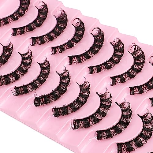 Russian Strip Lashes 10 Pairs D Curl 3D Faux Mink Fluffy