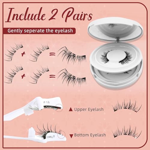 Magnetic Eyelashes Kit with Applicator & Mirror - Natural Look