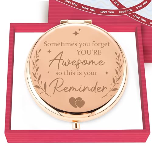 Gossby Inspirational Gift for Women - Sometimes You Forget You¡¯re Awesome - Encouragement, Thank You, Appreciation, Motivational Gift Teacher, Best Friend, Coworker - Double-Sided Pocket Mirror