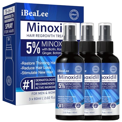 5% Minoxidil Hair Growth Spray - Men & Women, 3 Bottles