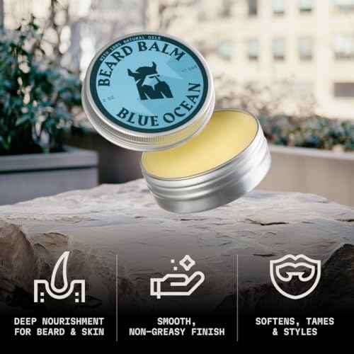 Striking Viking Beard Balm for Men - Leave in Beard Conditioner - Styling Balm Made with Naturally Derived Beard Butter, Argan & Jojoba Oils (2 Ounce (Pack of 1), Blue Ocean)