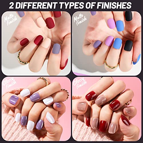 Teenitor Short Press On Nails Set - 576 Pcs Matte & Glossy Fake Nails with Glue and Decor