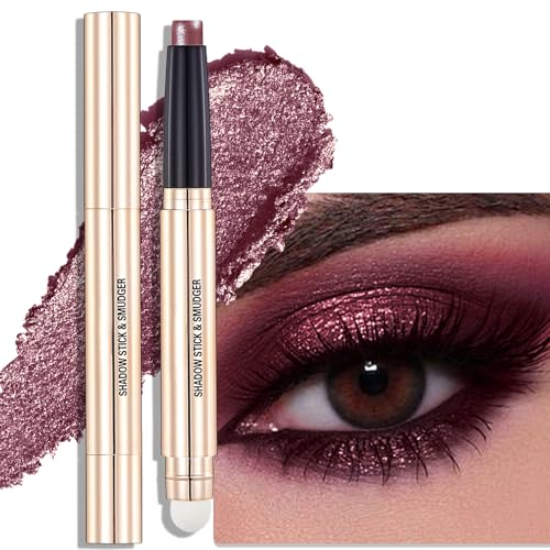 Plum Shimmer Dual-Ended Eyeshadow Stick with Built-in Smudger