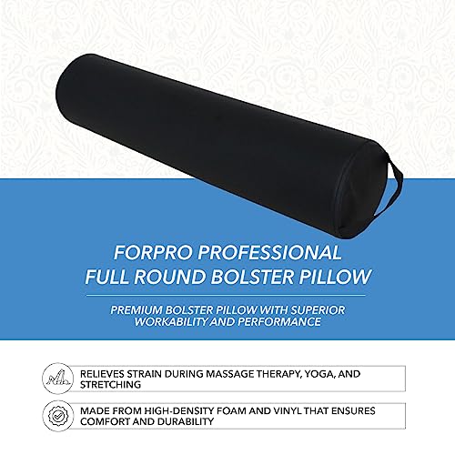 ForPro Round Bolster Pillow 6" x 26" Black Vinyl