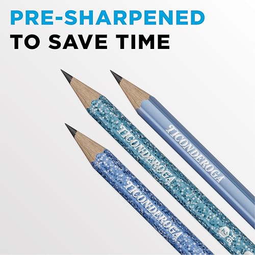Ticonderoga Pre-Sharpened Wooden Pencils Arctic Blue 18 Count