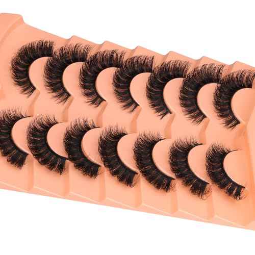 False Eyelashes Full Mink Lashes Long Eyelashes 200D Wispy Thick Russian Strip Lashes Cat Eye Volume Lash Strips D Curvature Dramatic 7 Pairs Fake Lash Extensions by Boahankuke