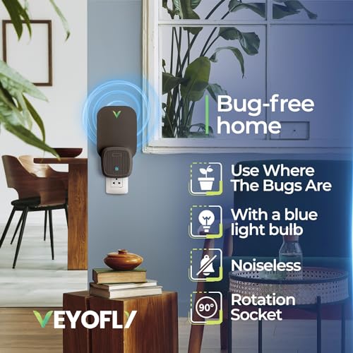 VEYOFLY Fly Trap Indoor, Fruit Fly Traps for Indoors, (4 Device + 12 Refills) Gnat Traps for House Indoor, Fly Catcher Indoor, Safer Plug in Light Flying Insect Trap, Bug Light Killer, Fly Trap