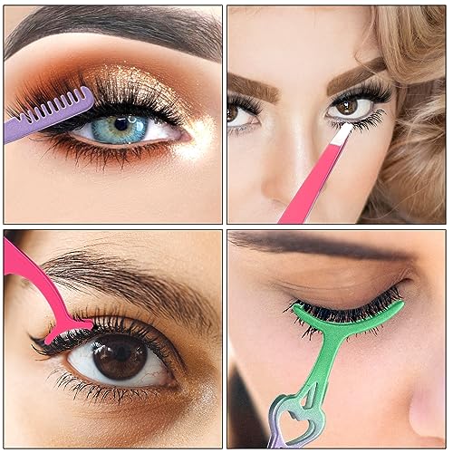 3pcs Lash Tweezers Set, Gradient Color Eyelash Applicator Tool for False Lashes, Stainless Steel