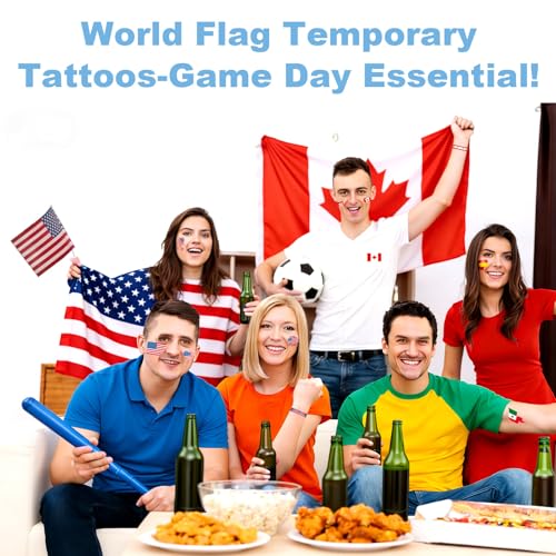 Argentina Flag Temporary Tattoos 110 Pcs Waterproof Face Stickers for Soccer Games & Parties