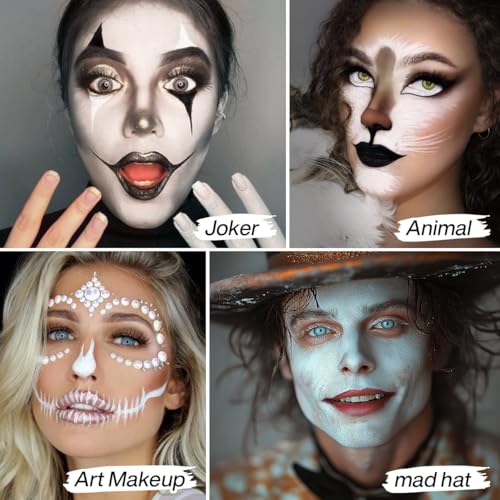 White Cream to Powder Foundation Makeup for Halloween Costumes