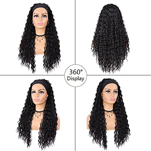 Curly Headband Wig 24" Glueless Heat Resistant Black Women
