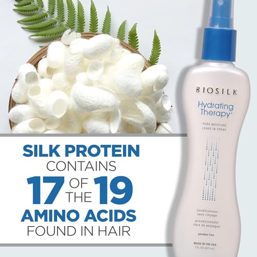 BioSilk Hydrating Therapy Pure Moisture, Leave-In Hair Spray for Frizz Control & Hydration, Adds Shine, Replenishes Hair Moisture, Sulfate-Free, Paraben-Free, Cruelty-Free, 7 Oz