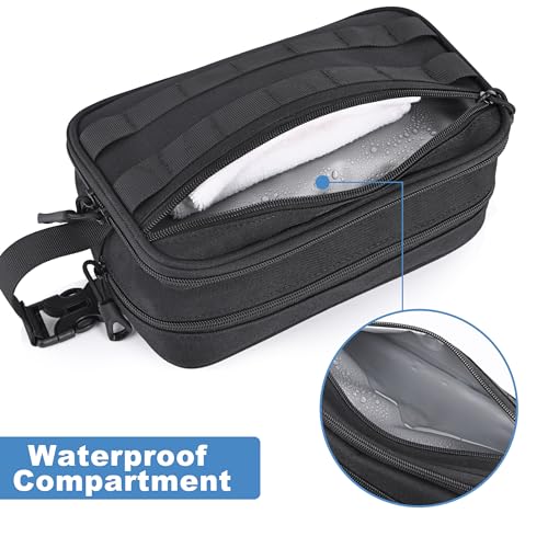 HILOMON Black Tactical Toiletry Bag for Men, Waterproof Shaving & Shower Kit