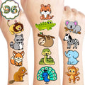 96 PCS Zoo Animal Temporary Tattoos for Kids (8 Sheets)