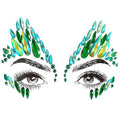 Green Face Gems Stick Jewels for Women Halloween Poisonous Villain Mermaid Ivy Costume Accessories Party Dress Up Rhinestone Stickers Temporary Tattoos Festival Decor Green
