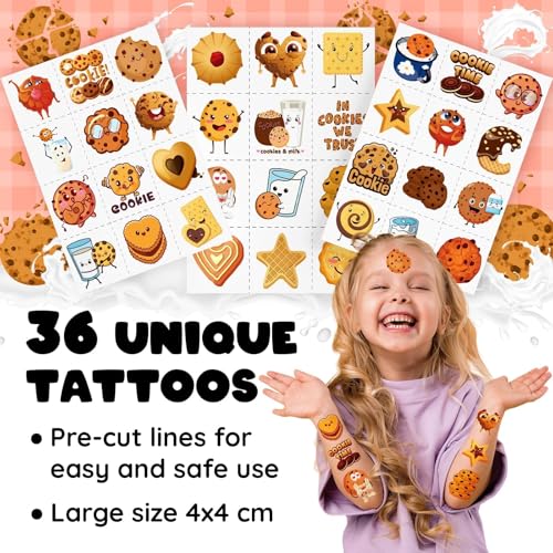 Cookie Party Favors Set - 24 Slap Bracelets & 36 Temporary Tattoos
