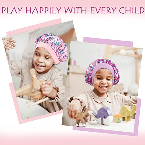 Kids Silk Sleep Bonnet 4-Pack - Satin Hair Cap with Wide Band