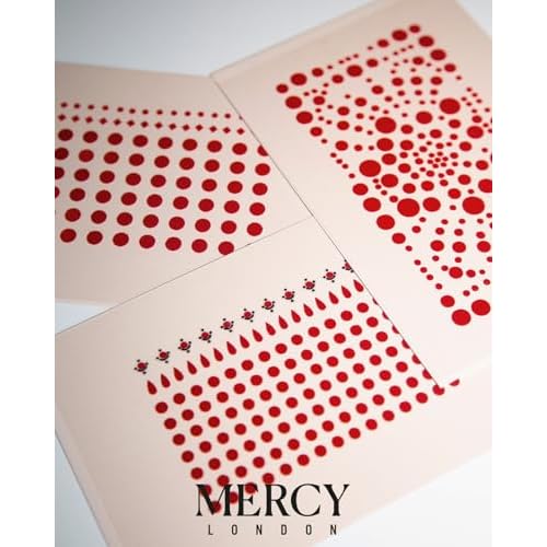 Red Circle Velvet Bindis by MERCY LONDON Indian Dot Bindi Face Jewels Colorful Round Multi Packet Different Sizes