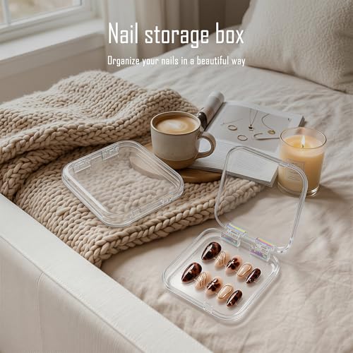 Press On Nail Storage Box Set - 12 Pack with 60 Adhesive Tapes