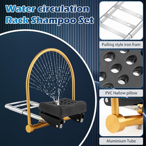 Salon Water Circulation Head Spa Rack with Pillow - Stainless Steel, Fits Most Beds & Sinks