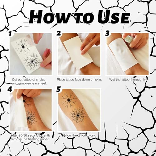 Halloween Cracked Skin Temporary Tattoos - 8 Large Sheets