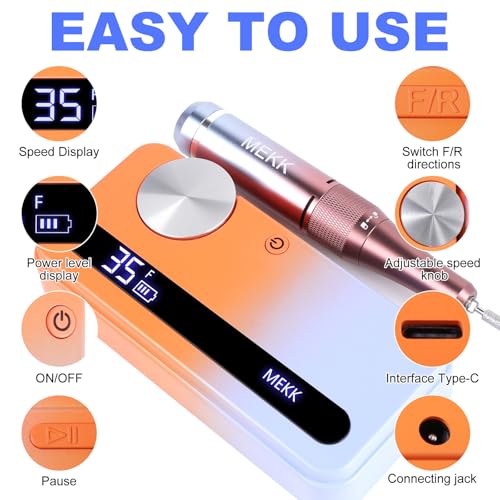 Professional Nail Drill E-File 35000RPM Cordless Rechargeable