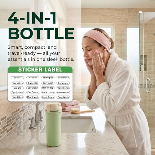 4-in-1 Travel Dispenser Bottle, 30ml TSA Approved Leakproof