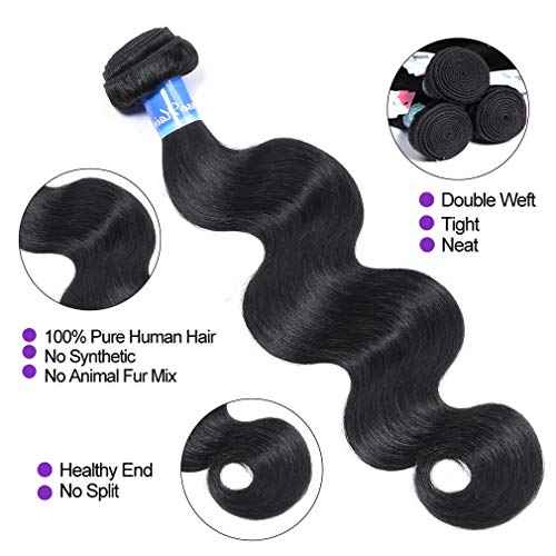 Body Wave Bundles Human Hair 3 Bundles (10 12 14 inches) 10A Brazilian Virgin Human Hair Body Wave Bundles Natural Color 100% Unprocessed Brazilian Human Hair Weave Extensions
