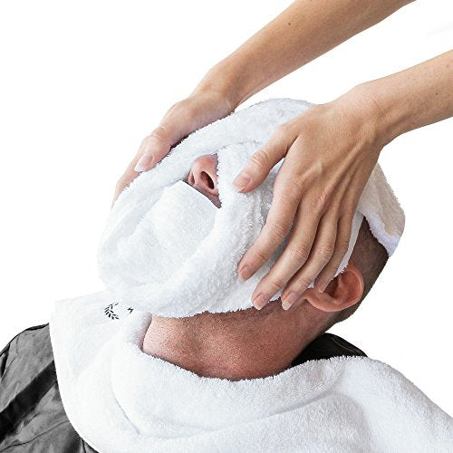 ZEUS Barbershop Steam Towels, 100% Cotton Spa & Barbershop Pre Shave Towels, Soft & Super Absorbent (White) 6 Pack