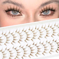 10 Pairs Brown False Lashes with Clear Band - Wispy Natural Look