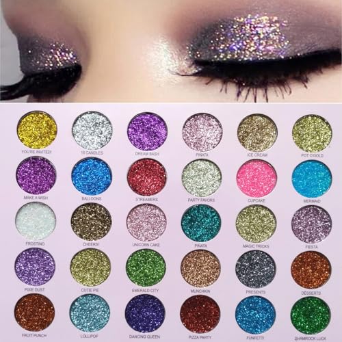 30 Colors Glitter Eyeshadow Palette with Brush - Waterproof