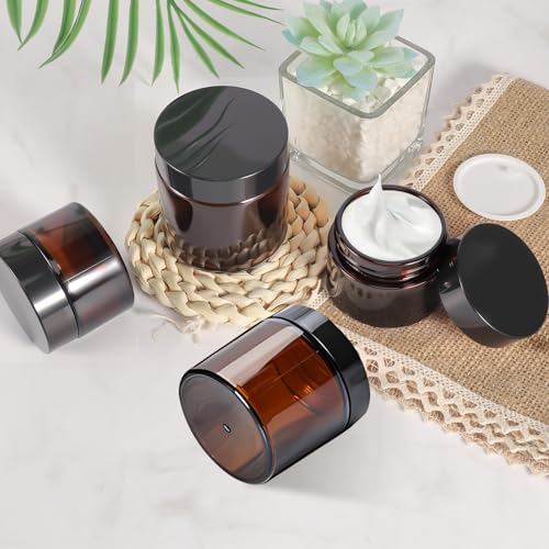 48 Pack 4oz Amber Glass Jars with Lids - Airtight, Leak-Proof Containers for DIY