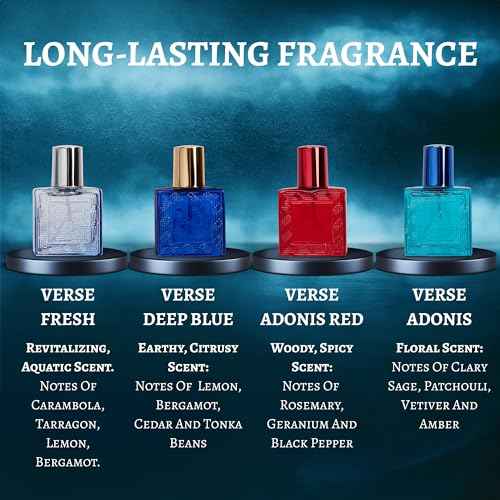 NovoGlow Verse Mini 4-Piece Fragrance Gift Set for Men - Aromatic, Floral, Oriental & Woody Notes - Individually Boxed - Travel Size - 25ml Eau De Parfum
