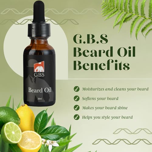 G.B.S Men¡¯s Beard Oil with Glass Dropper - Natural Conditioning Oil for Softening & Moisturizing (1 oz)