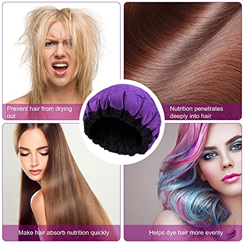 Microwavable Deep Conditioning Heat Cap for Hair Therapy - Purple