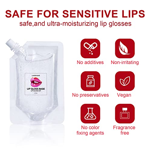 Eakroo 2Pcs Moisturize Lip Gloss Base Oil Material Makeup Primers, Non-Stick Lip Gloss Clear Primer for DIY Handmade Lip Oil Lip Plumper Lip Gloss Making Kit Supplies -100g (2Pack 100ml)