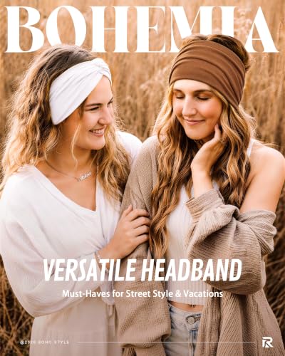 REOTECALL Grey Extra Wide Headbands 6 Pack, 7.08In Non Slip Turban Hair Bands