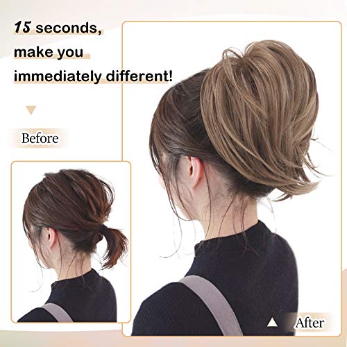Straight Hair Bun Extension with Elastic - Light Ash Blonde