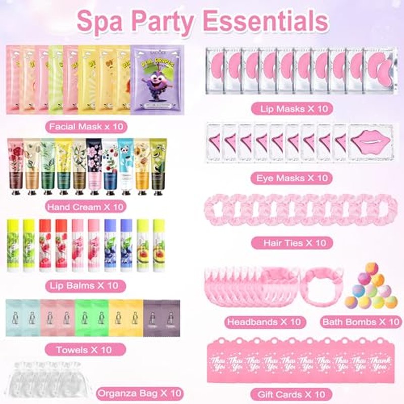 110-Piece Spa Party Favors Set for Girls & Sleepovers